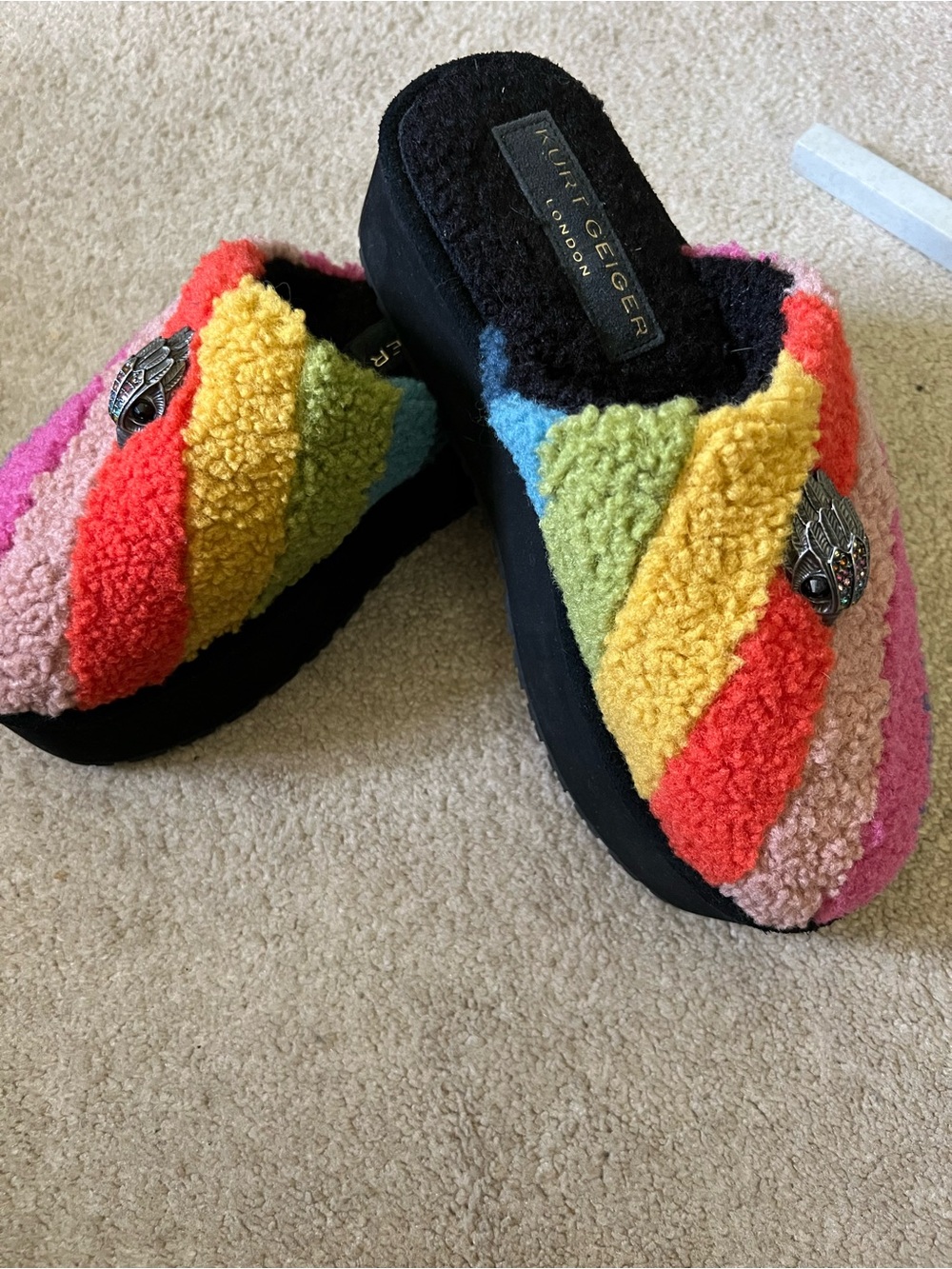 Kurt Geiger Sherpa Mules with Crystal Embellishment, worn twice indoors, size 40 - Picture 4 of 4